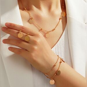 NEW! Edgy Elegant Gold Disc Jewelry Set